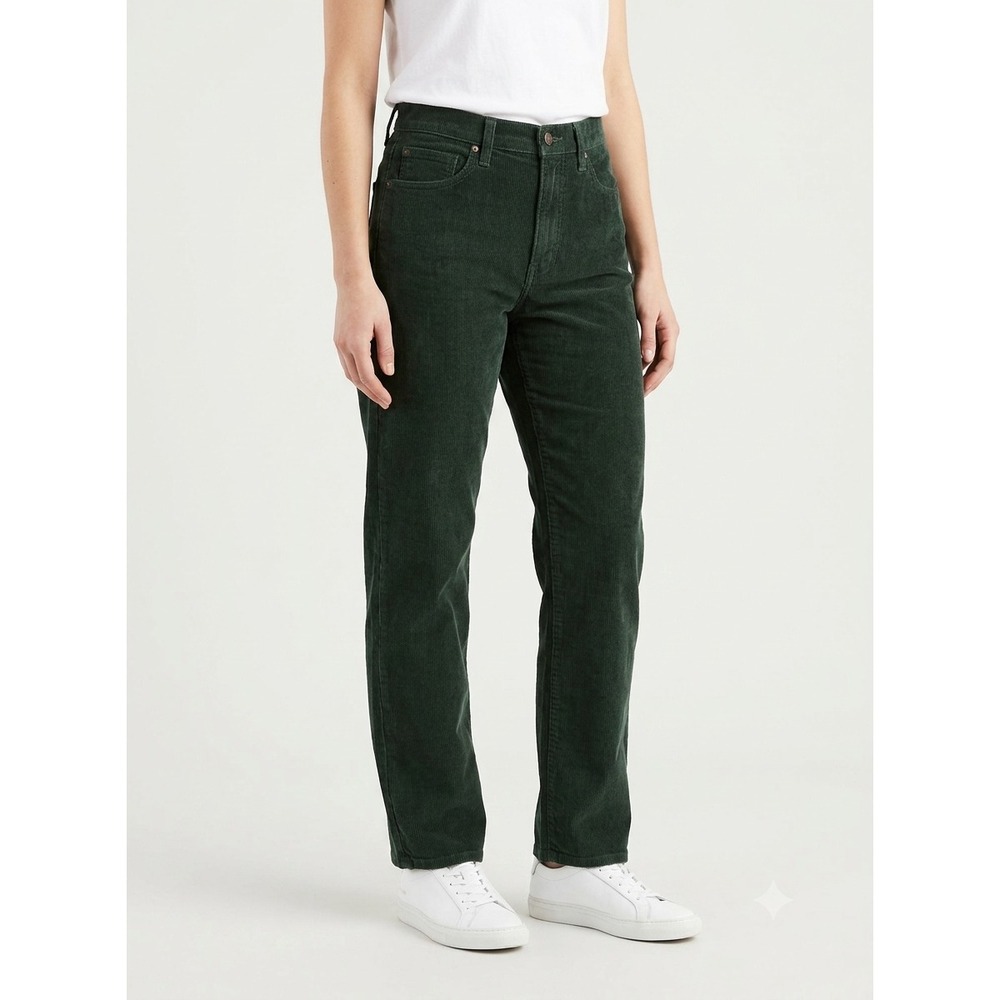 Levi's '94 Baggy Pants Womens 32 Forest Green Corduroy Cords Relaxed Fit Logo